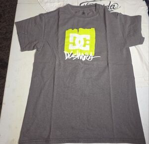 DC Shoes Mens Graphic Logo‎ T-Shirt Gray Neon Yellow Small Skate Streetwear